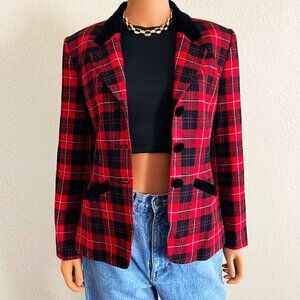 Vintage Wool Pendleton Checkered Red Black Blazer Jacket